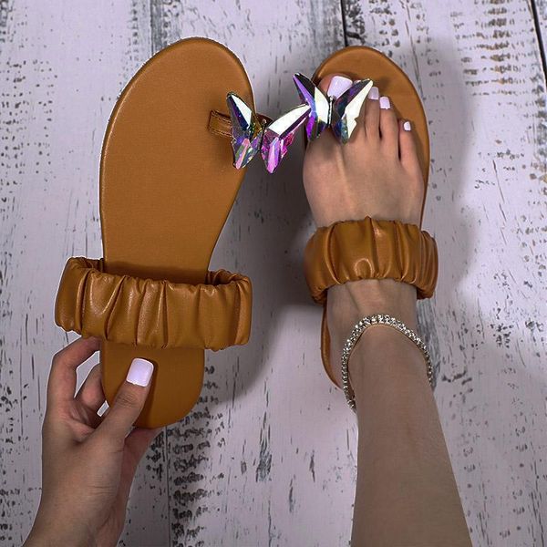 

slippers lemai women flat butterfly clip toe summer outdoor ladies beach slides casual flip flops fashion women's, Black