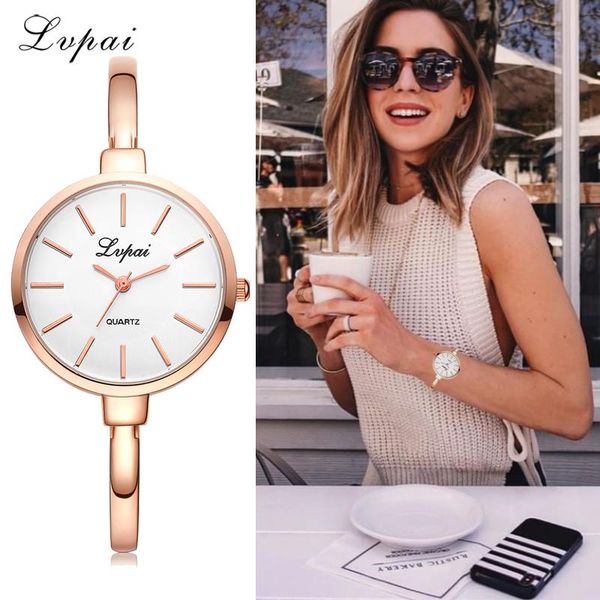 

wristwatches lvpai rose gold women bracelet watches fashion luxury quartz-watches brand ladies casual dress sport watch clock dropshiping, Slivery;brown