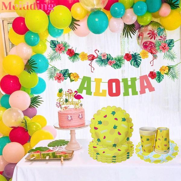 

party decoration hawaii flamingo aloha decorations pineapple summer tropical supplies hawaiian birthday wedding decor