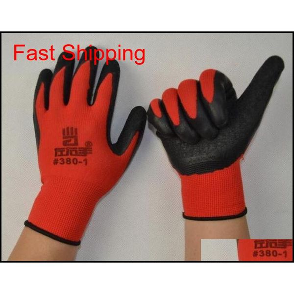 

new black latex coated red / grey cotton working glove gloves nylon overh qylzga sports2010
