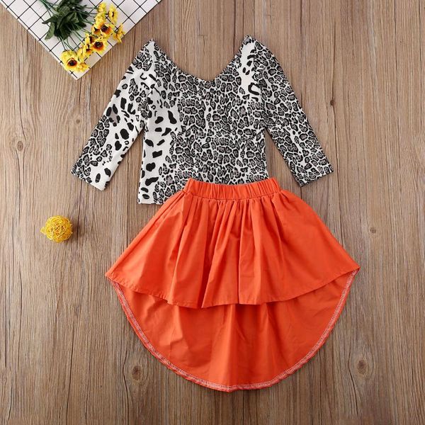 

clothing sets baby & children's 1-5years toddler kid girl clothes leopard t-shirt+irregular long dress outfit, White