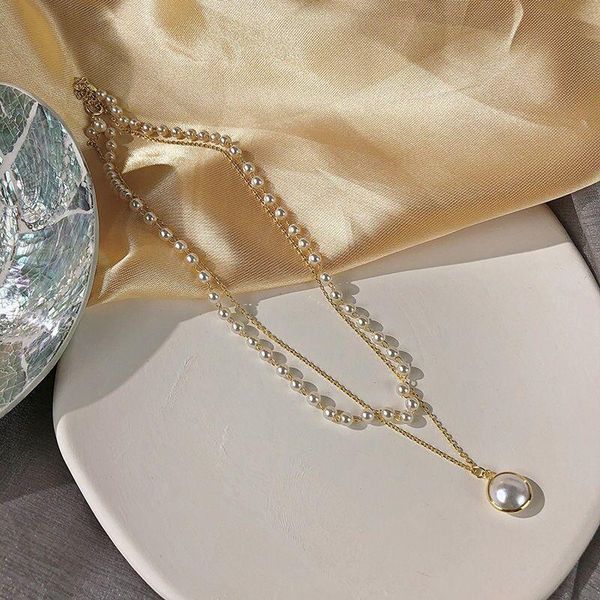 

chains 2021 streetwear gothic style pearl choker necklace on the neck beads chain jewelry collar for girl chocker kpop decoration, Silver