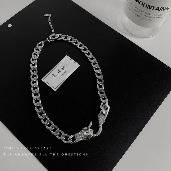 

chokers 2021 punk hip hop metal silver color snake rhinestone cool style necklace choker for women girls party gothic jewellery, Golden;silver