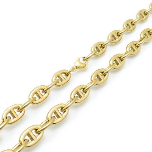 

chains 9mm chunky chain stainless steel necklace for men women big lock charm thick rectangular link hand jewelry, Silver