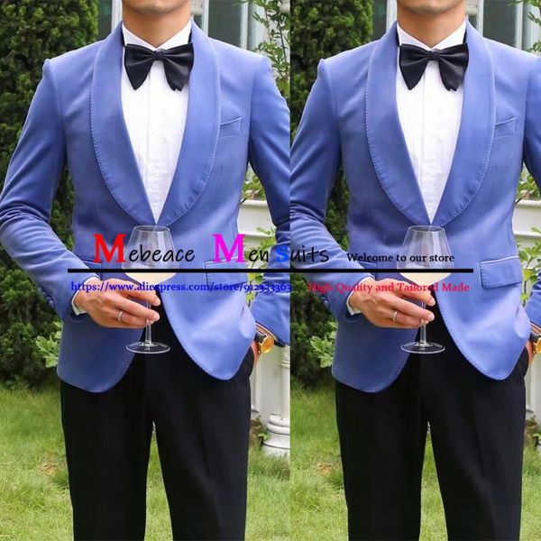 

men's suits & blazers fashion blue groom slim fit tuxedos classic shawl lapel men wedding prom man one button party 2 pieces (jacket+pa, White;black