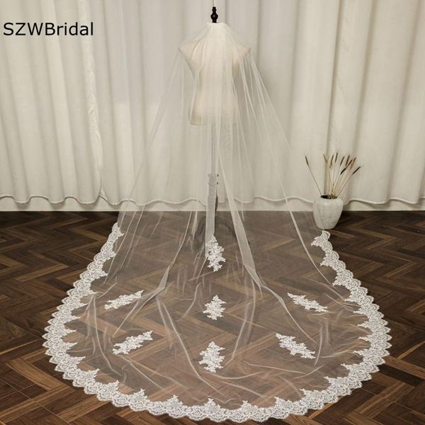 

bridal veils arrival 3m white ivory wedding lace appliques accessories bride velos de novia boda veil, Black