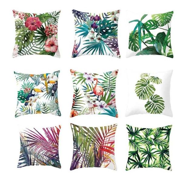 

cushion/decorative pillow ywzn tropical plants case polyester decorative pillowcases green leaves throw kussensloop almohada poszewka