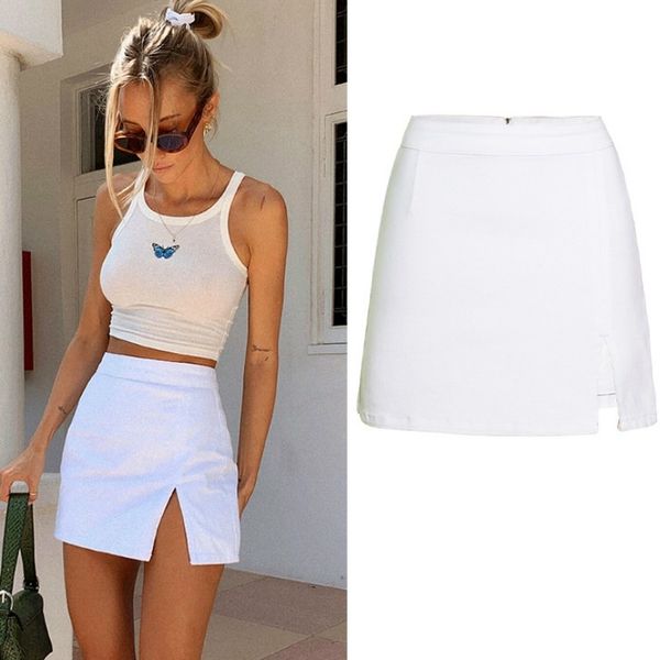 

high waist denim skirt for women split pencil skirts womens summer jean skirt plus size 210303, Black