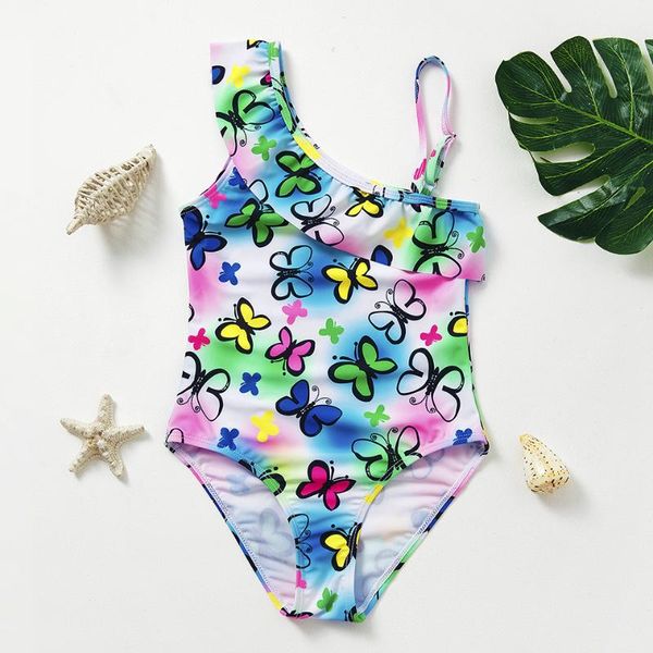 

3-12y toddler girls swimwear one piece girls swimsuit butterfly print children swimwear bathing suit kids beach wear