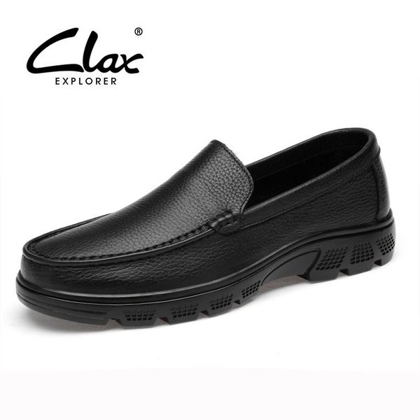

dress shoes clax men's black shoe slip on spring summer autumn genuine leather business formal for male wedding