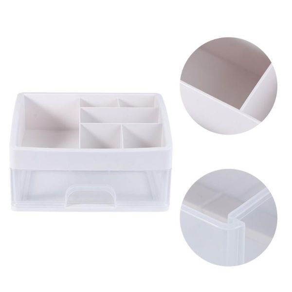 

plastic cosmetic drawer transparent makeup container desksundry storage case jewelry box for storage white (size small 1 lay