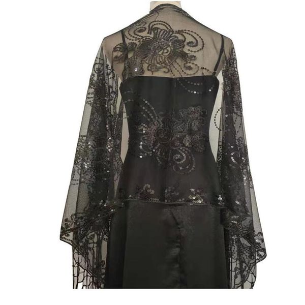 

elegant evening dress shawls ladies tassels embroidery 200*58cm sequins decoration handmade bride banquet accessorie jllkpd