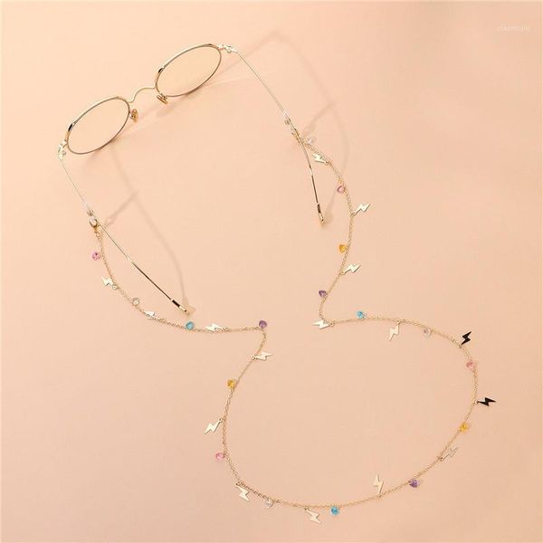 Sonnenbrille Rahmen Mode Bunte Kristall Gläser Kette Maske Lanyards Für Frauen Retro Metall Ketten Lesen Brillen Halter Drop