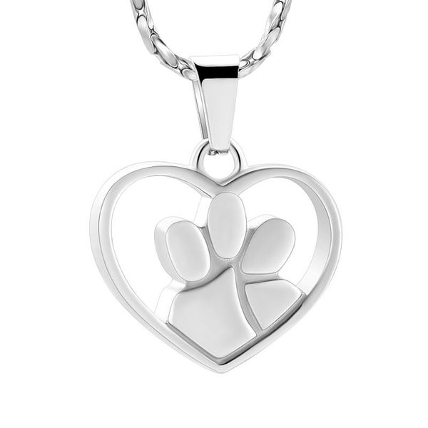 

chains pet cremation jewelry for ashes pendant print with heart urn necklace memorial keepsake pet/dog's/cat's, Silver
