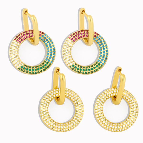 

hoop & huggie funmode gold color multicolor cubic zircon long hanging earrings earring for women accesories girls wholesale fe244, Golden;silver