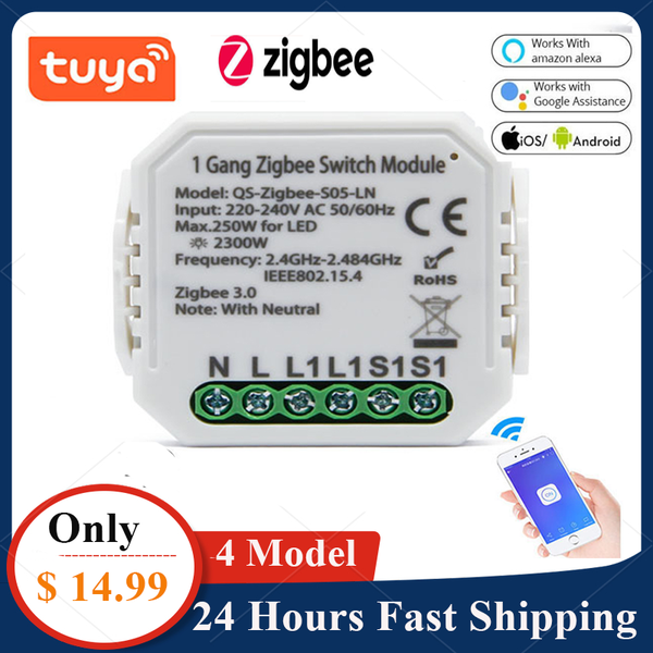 

smart home control tuya zigbee switch module intelligent household converted no/with neutral wireless light tool for alexa