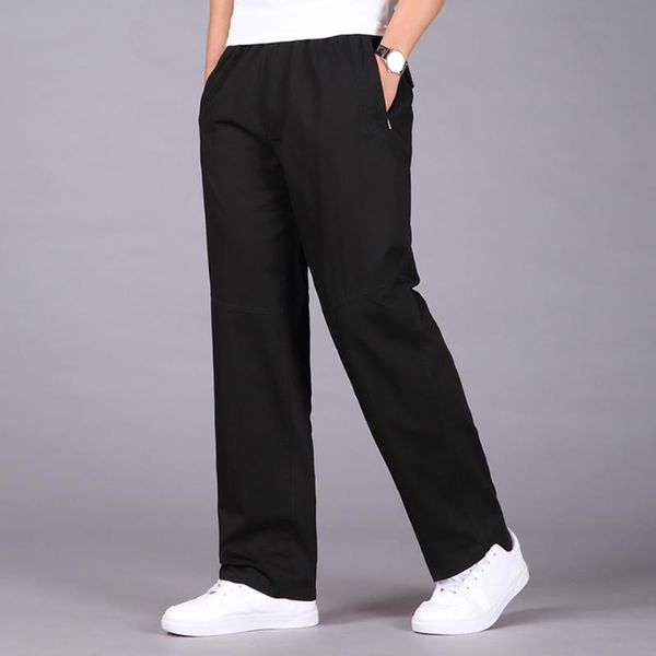 

men's pants 2021 fashion men casual cotton long straight joggers male fit plus size 5xl 6xl summer trousers, Black