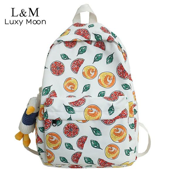 

backpack preppy fruit printing teenage girls orange peach school bag women large travel backpacks waterproof rucksack xa894h
