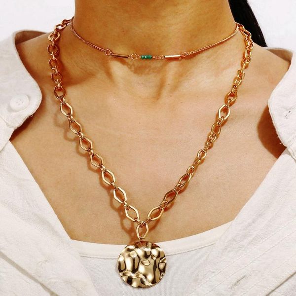 

chains mogaku big coin pendant chunky necklace collar for women charm statement chokers necklaces fashion layered jewelry accessories, Silver