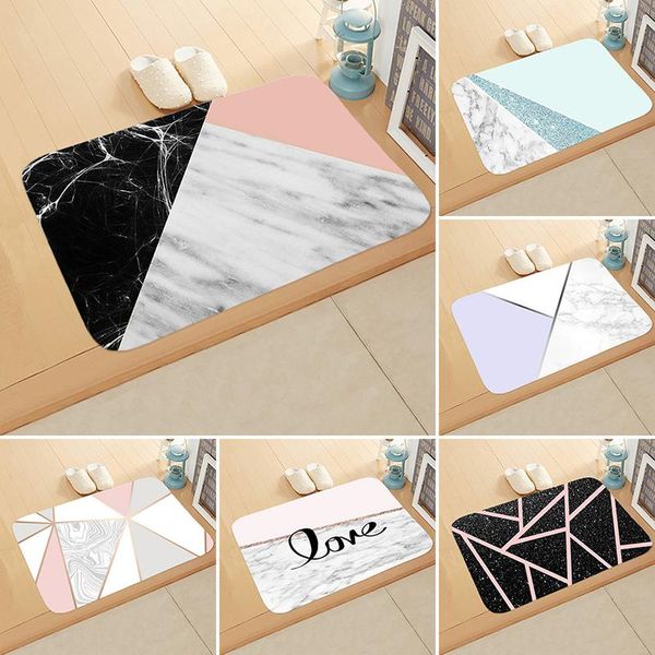 

doormat kitchen carpet anti-slip waterproof nordic style marble map polyester rubber bottom bathroom floor dustproof mats