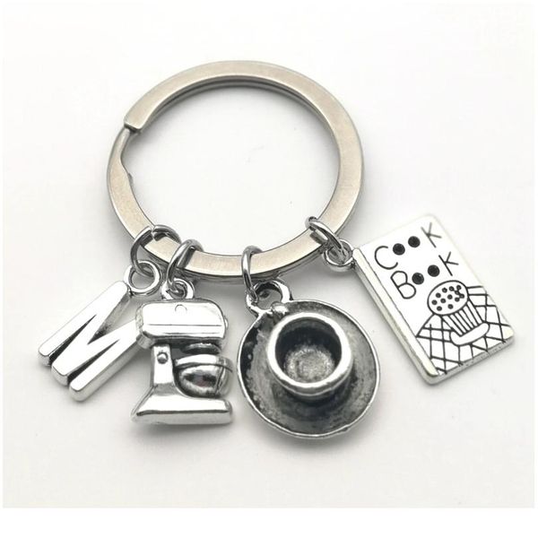 

1pcs creative coffee cook keychain coffee cup portable coffee machine book tableware key ring letters a-z accessor jllxtr