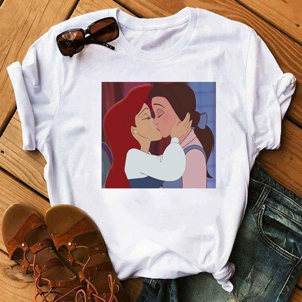 

women tshirt funny cartoon t-shirt harajuku tees princess lesbian gay t shirt lgbt love wins t shirt ullzang female t-shirt, White