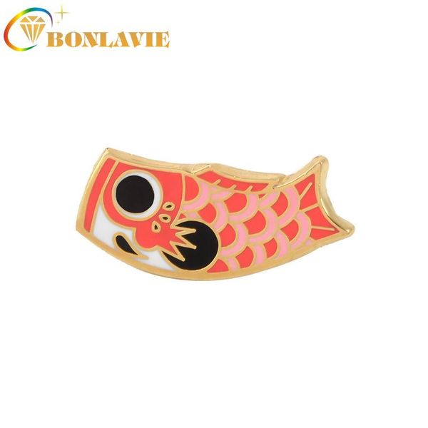 

pins, brooches japan style creative dripping oil fish carp cartoon brooch pins for women mens colorful lapel clothes collar badge, Gray