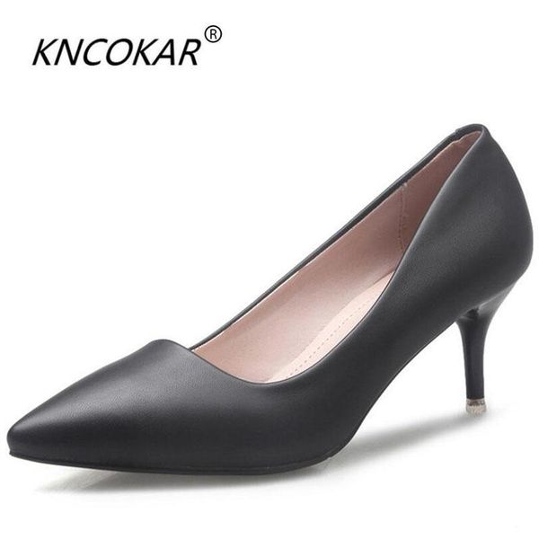 

dress shoes kncokar spring arrival women heel velvet thin heels pointed toe ladies single shallow mouth sexy, Black
