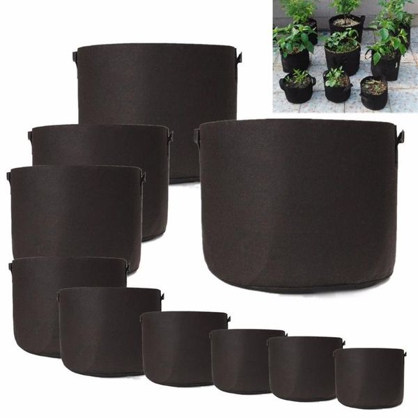

planters & pots 1-10 gallon plants growing bag black non woven vegetable flower nursery aeration planting pot root container garden storage