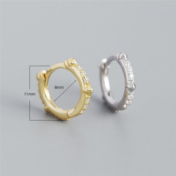 

hoop & huggie viny luxury crystals small rivets earrings for women 925 sterling silver piercing hoops pendientes wedding jewelry, Golden;silver