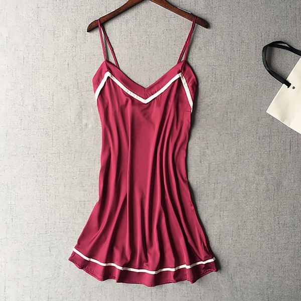 

women satin nightgown new home dress nightwear plus size 3xl sleepwear night shirt female silk dress sleep lounge 2020, Black;red