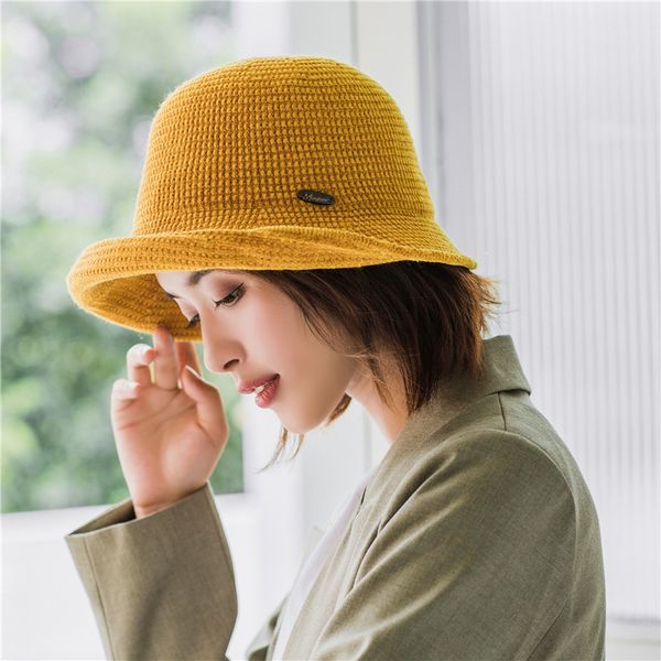 

wool blended knitting fisherman's hat women's warm wool hat in autumn and winter