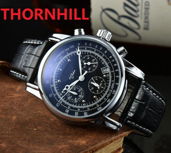 

all dials working satch mens watch 40mm nice designer super luxury watches calendar black brown leather man wristwatches male clock, Slivery;brown