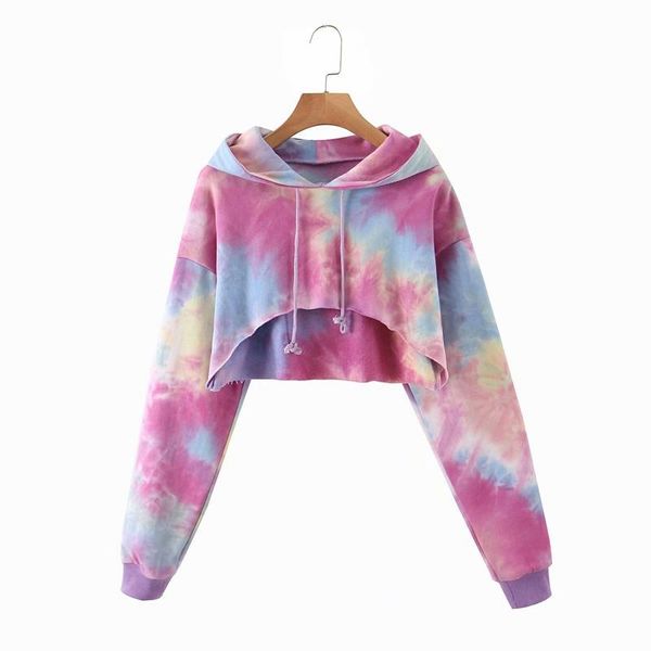 

women's hoodies & sweatshirts short coat casual women drawstring hooded sweatshirt tie dye long sleeve pullover plus size clothers, Black