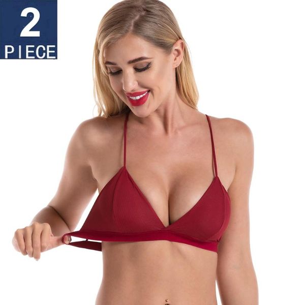 

2pcs bra lace bra bralette women's underwear plus size push up invisible crop bh female lingerie pitted seamless, Red;black