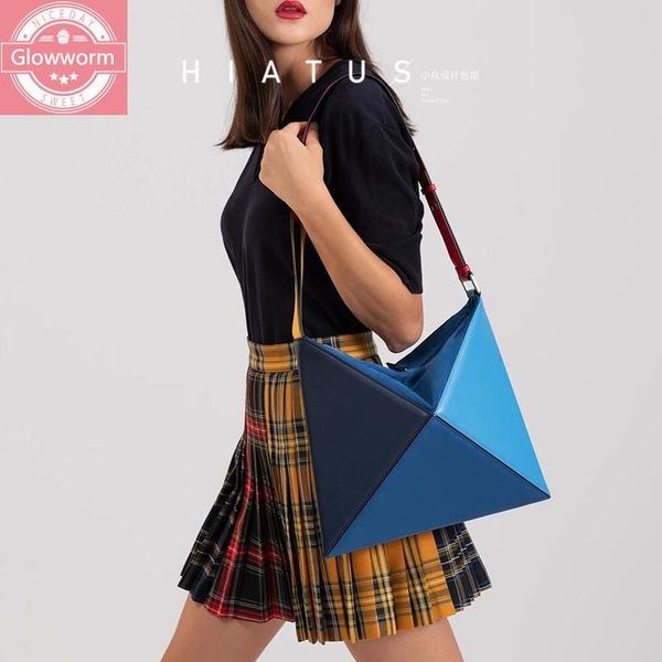 

fashion triangle foldable women shoulder bags designer panelled handbags luxury pu leather crossbody bags big lady clutch purses