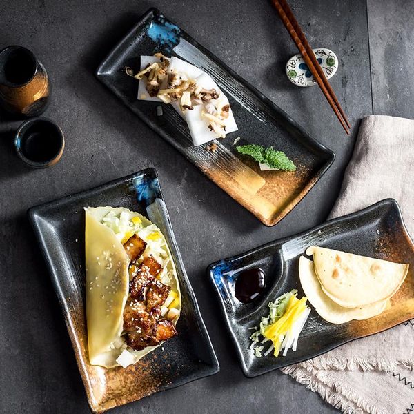 

dishes & plates japanese retro ceramic sushi dish modern minimalist household rectangular cake dessert cold fruit plate kitchen tableware