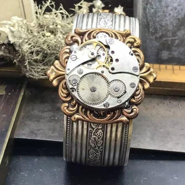 

wedding rings designer creative mechanical watch for women men vintage gold/rose gold color female male jewelry punk party gifts, Slivery;golden