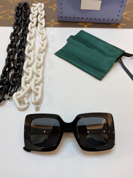 

2021 summer sunglasses vertical chain design 5408 fashion oversized square men women personality luxury glasses brandood quality, Black