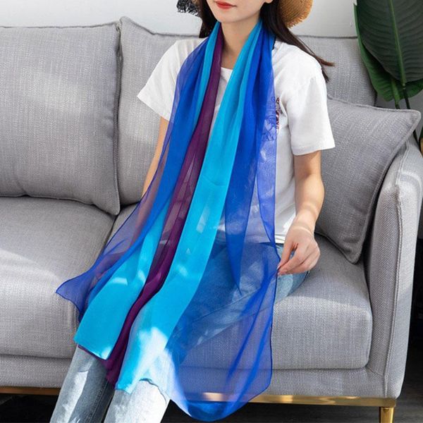 

scarves lady gradient color scarf shawl oversize sunscreen women fashion colorful long soft bandana wraps 180*70cm, Blue;gray