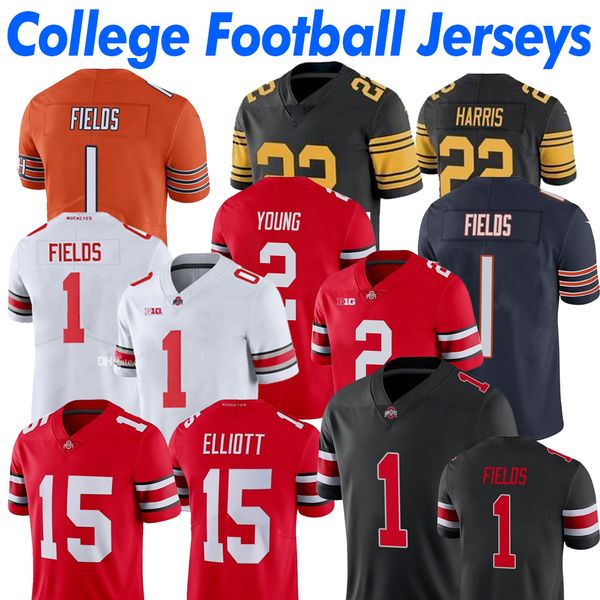 

ohio state justin fields buckeyes jersey jk dobbins chase young 15 elliott dwayne chris olave nick bosa archie griffin eddie george, Black;red