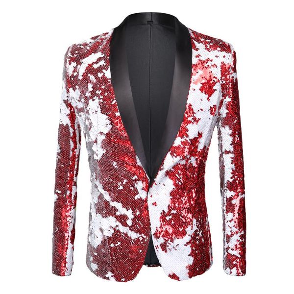 

men's suits & blazers mens shining plus size handmake red and white blazer dj singers nightclub costume stylish suit jacket stage men&#, White;black