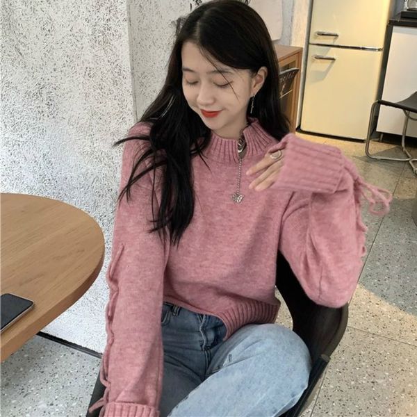 

men's sweaters long female sweater with bow, smooth fabric, harajuku style, asymmetric, loose, soft, for women 0aw2, White;black
