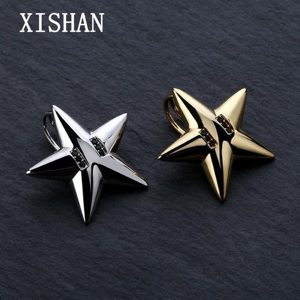 

pendant necklaces gold iced glossy star necklace chain charm bling cubic zircon men women hip hop jewelry gifts, Silver