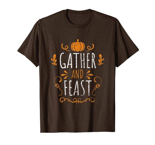 

thanksgiving - gather and feast t-shirt, White;black