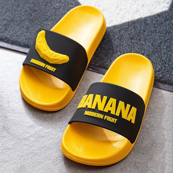 

slippers 3d fruit pattern housewives cartoon banana summer indoor bathroom sliding non-slip men's shoes couple, Black
