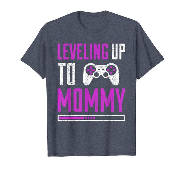 

leveling up to mommy t-shirt baby shower gift, White;black