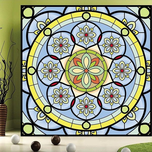 

window stickers opaque films customized size static cling symmetry kaleidoscope door wardrobe decoration 40cmx100cm