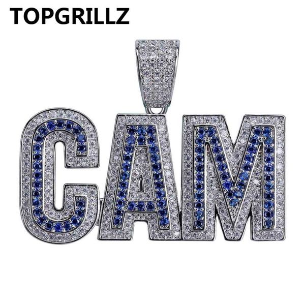 

pendant necklaces rillz bubble letters cam necklace & with tennis chain men's hip hop gold silver color iced out cz jewelry gifts