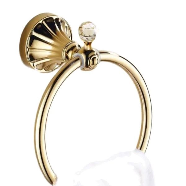

towel holder golden crystal stainless steel bathrobe rings wall mounted polished bathroom accessories bath hardware